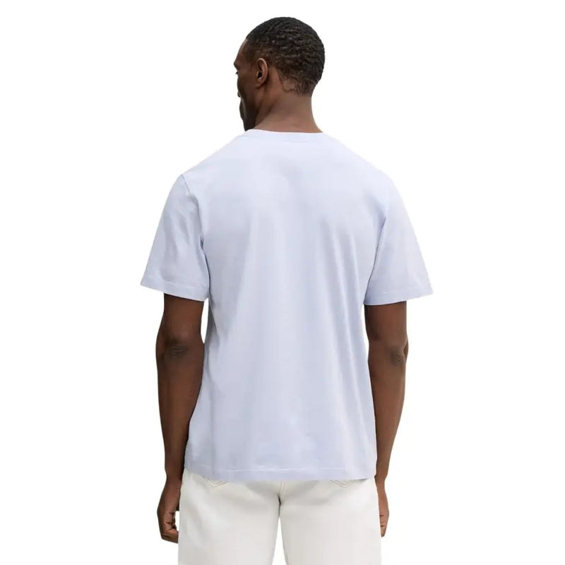 White cotton t shirt with simple crew neck and short sleeves for men by Calvin Klein Jeans
