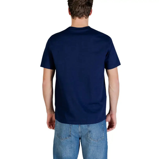 Calvin Klein Jeans men t shirt navy blue short-sleeved crew neck made of 100% cotton with blue monogram design