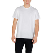 Jeans Calvin Klein pour hommes t-shirt T-shirt blanc en coton à col rond avec petit logo brodé sur la poitrine gauche