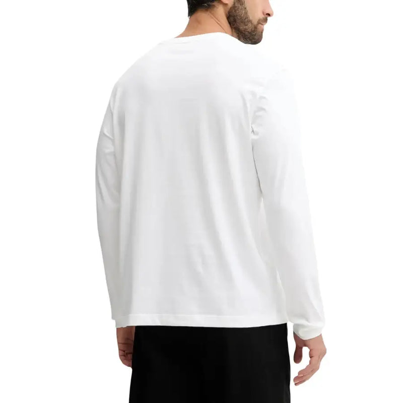 Calvin Klein Jeans hommes t-shirt T-shirt blanc à manches longues et col rond, en coton doux, idéal pour une tenue décontractée.