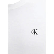 Calvin Klein Jeans hommes t-shirt en coton blanc avec un discret logo CK brodé en noir sur la poitrine
