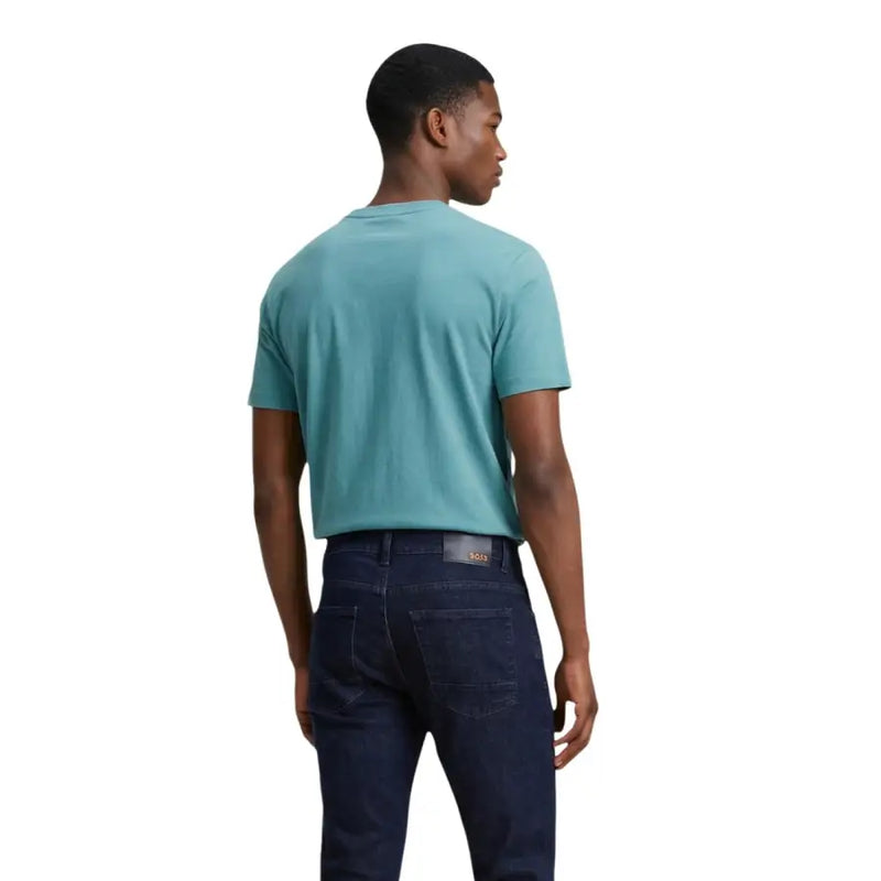 Calvin Klein Jeans hommes t-shirt en t-shirt à manches courtes et col rond bleu sarcelle, confectionné en tissu de coton doux