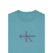 bleu clair Calvin Klein Jeans hommes t-shirt orné d'un discret logo CK violet imprimé sur la poitrine