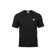 Noir Calvin Klein Jeans hommes t-shirt avec une texture côtelée et un petit logo blanc sur la poitrine gauche