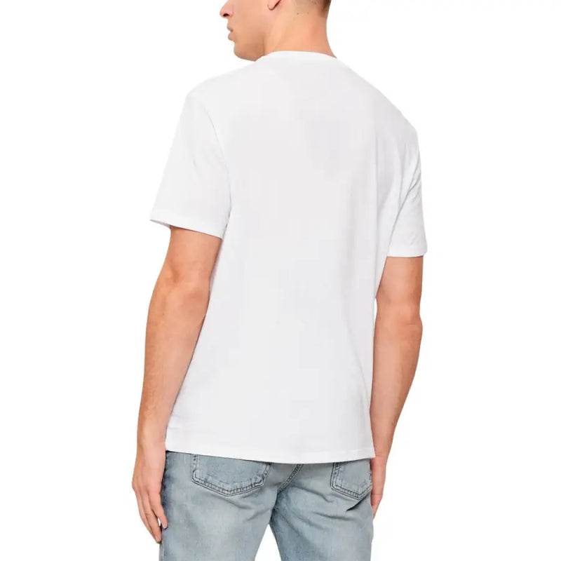 Col rond en coton blanc t-shirt avec des manches courtes de Calvin Klein Jeans pour hommes