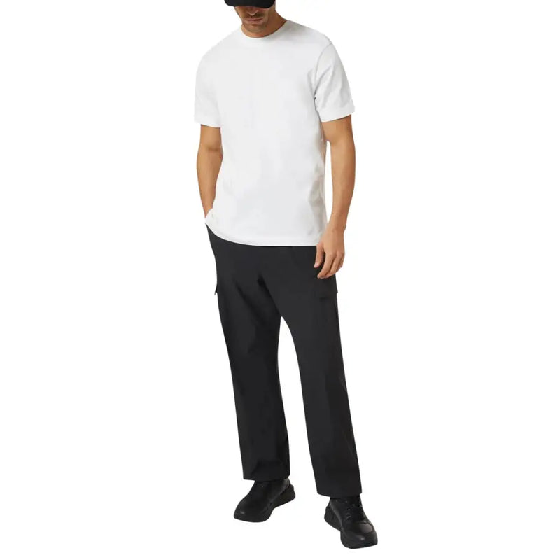 Calvin Klein Jeans hommes t-shirt T-shirt blanc en coton à col rond et manches courtes, idéal pour une tenue décontractée.