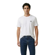 Calvin Klein Jeans hommes t-shirt en coton blanc avec un petit logo CK noir sur la poitrine gauche