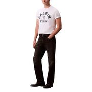 Calvin Klein Jeans men t shirt white cotton round neck with black arched Calvin Klein lettering and ck 1968 nyc text
