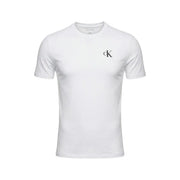 Calvin klein jeans men white t-shirt featuring a small black ck logo on the left chest for casual wear