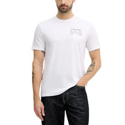 Calvin Klein Jeans hommes t-shirt Coton blanc avec un motif graphique minimaliste en texte noir sur le devant de la poitrine