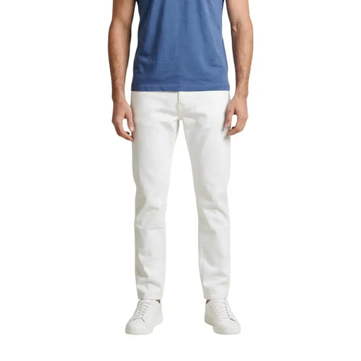 Calvin Klein Jeans Pantalon blanc slim pour homme, coupe moderne et détails de couture discrets