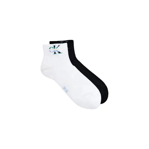 Chaussettes blanches et noires à la cheville avec broderies colorées Calvin Klein logo sur le poignet de Calvin Klein Jeans sous-vêtements pour hommes