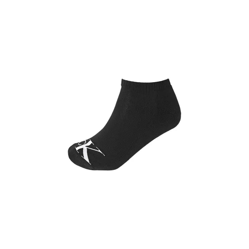 Calvin Klein Jeans Chaussettes noires pour homme, longueur cheville, avec logo CK blanc sur le bout, pour un style décontracté.