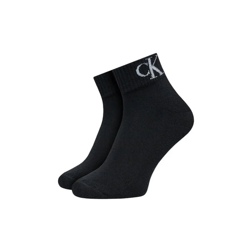 Black Calvin Klein Jeans men underwear ankle socks with white CK logo on cuff for casual wear