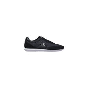 Baskets montantes Calvin Klein Jeans noires pour homme, blanches, en polyester, avec une tige matelassée élégante et un logo blanc sur le côté.