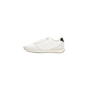 Jean Calvin Klein homme blanc polyester taille bassetop Basket avec languette arrière noire et semelle en caoutchouc crème
