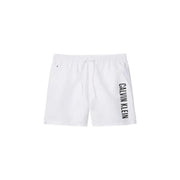 Calvin Klein Jeans Short de bain blanc en polyester pour homme avec logo vertical noir sur le côté