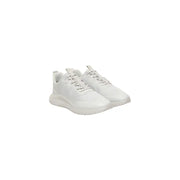 Calvin Klein Jeans Baskets blanches pour homme, style sport, en maille blanche, au design minimaliste et élégant, avec lacets assortis.