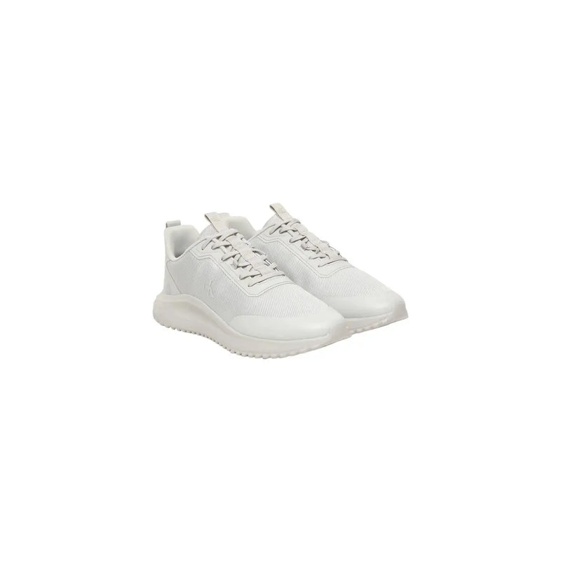 Calvin Klein Jeans men white sporty sneakers made of white mesh with sleek minimalist design and matching laces