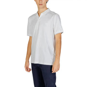 Calvin Klein Jeans men’s classic white polo shirt with short sleeves and subtle chest logo made from 100 percent cotton