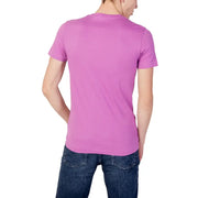 Calvin Klein Jeans men’s solid magenta short-sleeved crew neck cotton t-shirt with logo for casual wear