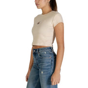 Calvin Klein Jeans coton beige court t-shirt avec logo brodé