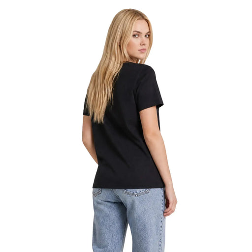 Calvin Klein Jeans women black classic cotton short-sleeved t shirt with a simple solid design front view