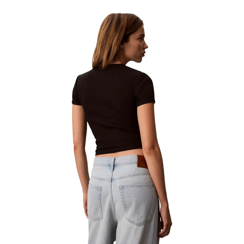 Calvin Klein Jeans t-shirt court en coton noir pour femme t-shirt avec un col rond pour les tenues décontractées