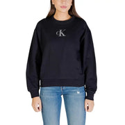 Calvin Klein Jeans Sweat-shirt noir en coton pour femme avec logo CK argenté