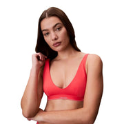 Calvin Klein Jeans Ensemble de plage noir pour femme, brassière dos nu, soutien-gorge minimaliste couleur corail et fines bretelles