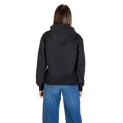 Sweat à capuche noir Calvin Klein Jeans pour femme, coupe décontractée, poignets et ourlet côtelés (vue de face)
