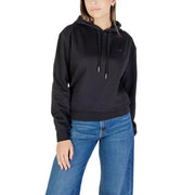 Calvin Klein Jeans Sweat-shirt à capuche noir pour femme, en mélange de coton, avec logo brodé discret et cordons de serrage assortis.