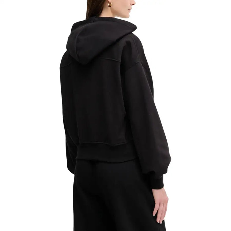 Calvin Klein Jeans Sweat-shirt à capuche zippé noir pour femme, coupe décontractée