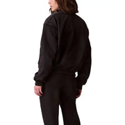 Calvin Klein Jeans Blouson bomber zippé noir en polyester pour femme avec poignets côtelés