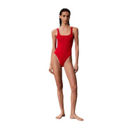 Calvin Klein Jeans women vibrant red one-piece swimsuit with square neckline made of nylon elastane