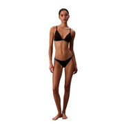 Black Calvin Klein Jeans women triangle bikini set with sleek top and briefs featuring subtle edge branding