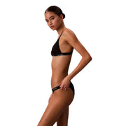 Calvin Klein Jeans women black triangle beachwear bikini set with white logo bands on top and briefs