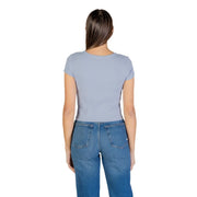 Calvin Klein Jeans T-shirt ajusté en coton bleu pour femme, à manches courtes et col rond