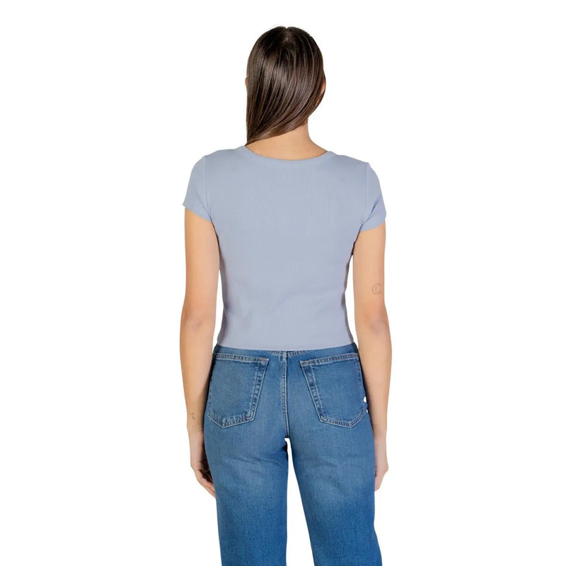 Calvin Klein Jeans T-shirt ajusté en coton bleu pour femme, à manches courtes et col rond