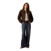 Veste matelassée en nylon marron pour femme par Calvin Klein Jeans avec un col classique et une fermeture à boutons
