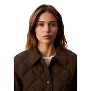 Veste matelassée en nylon marron pour femme par Calvin Klein Jeans avec col classique et fermeture à boutons