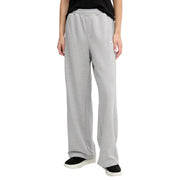 Light gray Calvin Klein Jeans women cotton trousers with pockets and relaxed fit featuring a subtle logo on the thigh