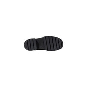 Black rubber sole with textured ribbed pattern for grip on calvin klein jeans women grey leather ankle boots back side