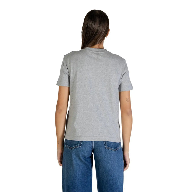 Calvin Klein Jeans women grey print cotton t-shirt heather gray short-sleeved with classic crew neck