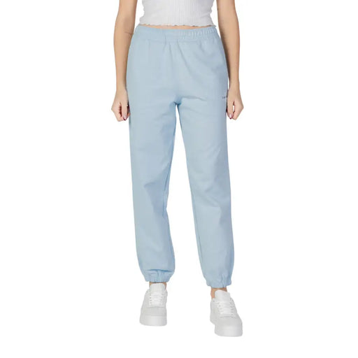 Calvin Klein light blue cotton joggers with elastic cuffs and logo