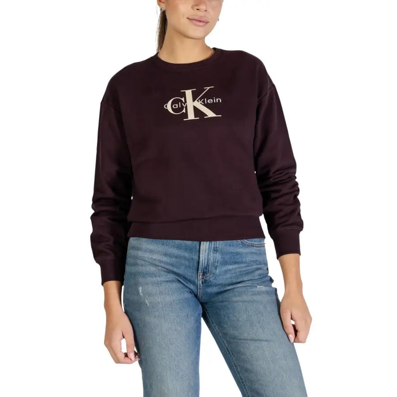 bordeaux foncé Calvin Klein Sweat-shirt avec logo CK crème sur la poitrine