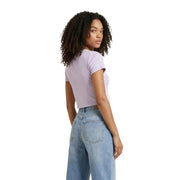Calvin Klein Jeans women lilac cotton cropped t-shirt with short sleeves and a fitted round neck design