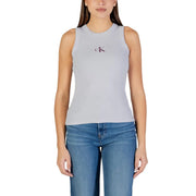 Débardeur en coton gris clair sans manches top avec des broderies subtiles Calvin Klein logo au centre de la poitrine pour femmes