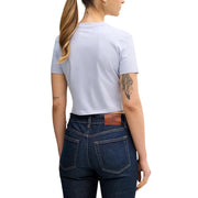 Calvin Klein short court en coton imprimé lilas pour femme t-shirt avec des jeans