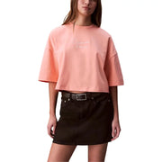 Calvin Klein Jeans short court en coton orange pour femme t-shirt avec logo brodé